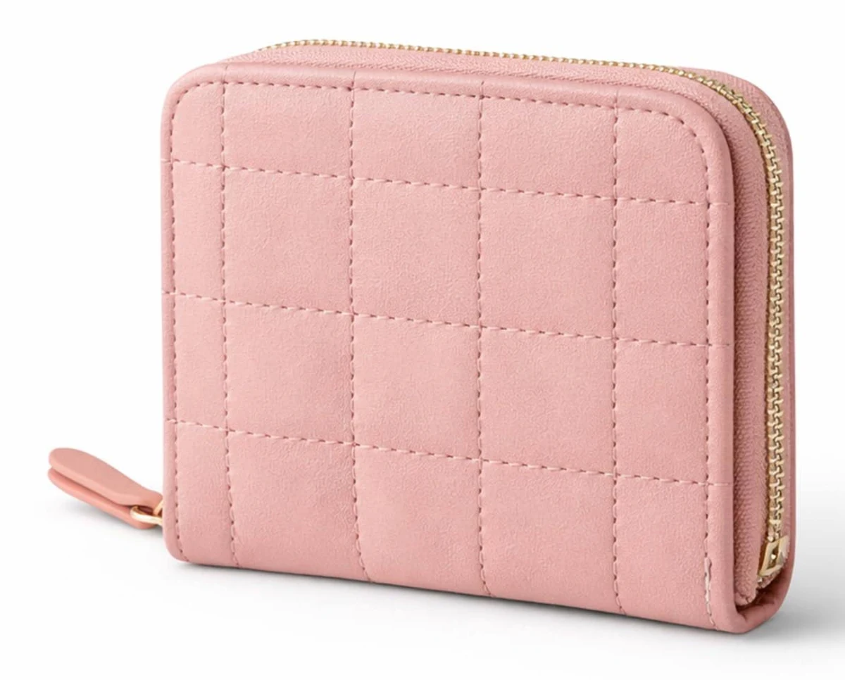 Pink Quilted Zip Wallet
