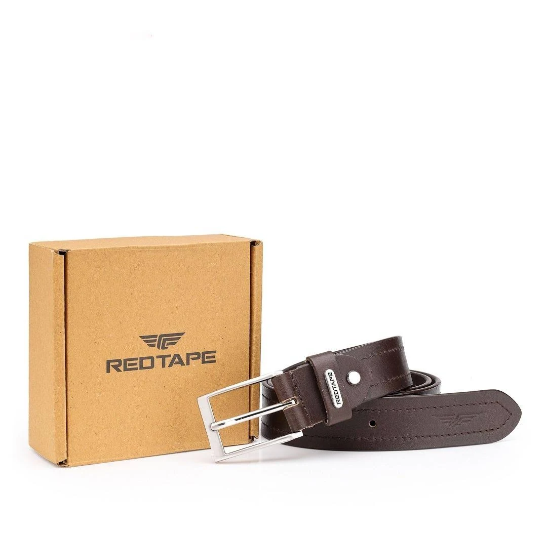 Red Tape Brown Leather Belt in Box